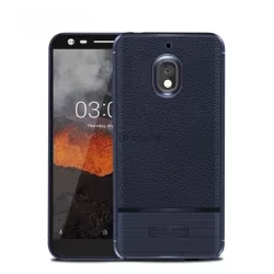   HUSĂ! - Protector de telefon din silicon (rezistenta la impact mediu, efect piele, periat) ALBASTRU INCHIS Nokia 2.1