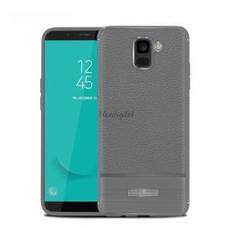   HUSĂ! - Protector de telefon din silicon (rezistenta la impact mediu, efect piele, periat) GRI Samsung Galaxy J6 (2018) SM-J600F