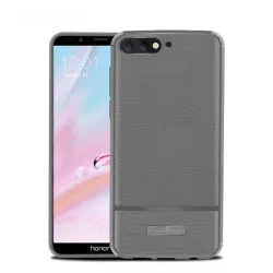   HUSĂ! - Protector de telefon din silicon (rezistenta la impact mediu, efect piele, periat) GREY Huawei Y6 (2018)