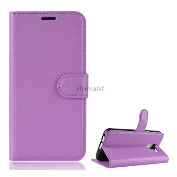 HUSĂ! - Husă stativă, efect piele (FLIP, deschidere laterală, desktop, premium) LILA Samsung Galaxy J6 (2018) SM-J600F