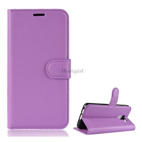 HUSĂ! - Husă stativă, efect piele (FLIP, deschidere laterală, desktop, premium) LILA Samsung Galaxy J6 (2018) SM-J600F