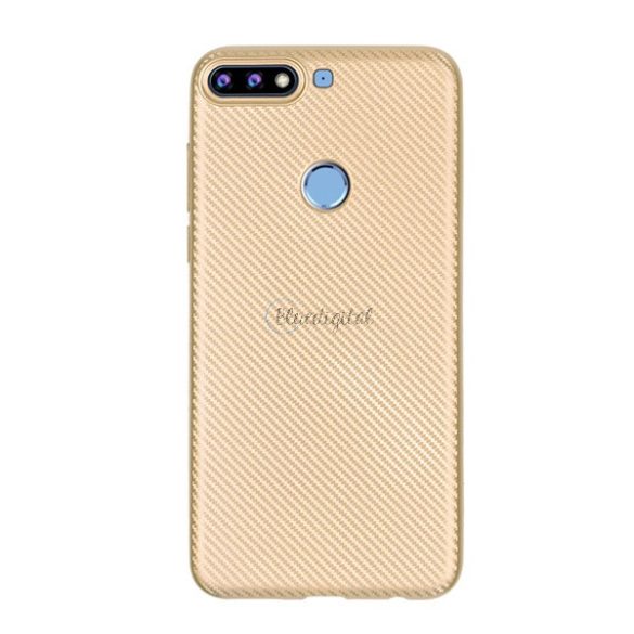 Protector de telefon din silicon (model carbon) GOLD Huawei Y7 Prime 2018 (Y7 2018)