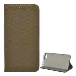   HUSĂ! - Carcasa in picioare, efect piele (FLIP, deschidere laterala, functie suport de masa, model romb) MARO AURIU Huawei Y5 2018 (Y5 Prime 2018), Honor 7S