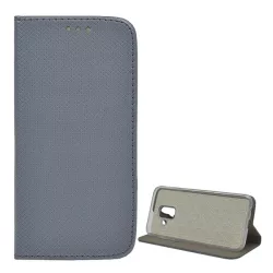   HUSĂ! - Husă stativă cu efect de piele (FLIP, deschidere laterală, suport desktop, model diamant) GREY Samsung Galaxy A6 (2018) SM-A600F