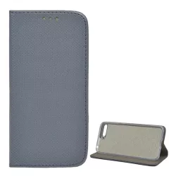   HUSĂ! - Carcasa in picioare, efect piele (FLIP, deschidere laterala, functie suport de masa, model romb) GRI Huawei Y6 (2018)