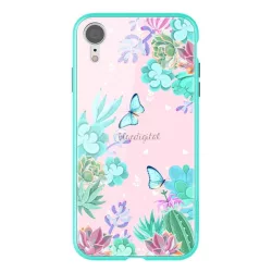   HUSĂ! - Rama din silicon de protectie pentru telefon NILLKIN FLORAL (BUMPER, rezistenta medie la impact, spate din sticla securizata, fluture, model cu flori) CULOARE Apple iPhone XR 6.1