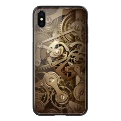   HUSĂ! - Cadru din silicon de protecție pentru telefon NILLKIN GEAR (BUMPER, rezistență medie la impact, spate din sticlă călită, model roată) MARO Apple iPhone XS Max 6.5