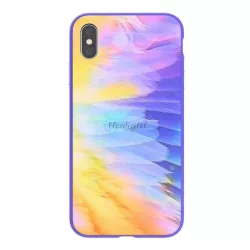   HUSĂ! - NILLKIN OMBRE cadru de protectie din silicon pentru telefon (BUMPER, rezistenta medie la impact, spate din sticla securizata, colorat) PURPLE Apple iPhone XS Max 6.5