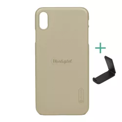   HUSĂ! - Protector de telefon din plastic NILLKIN SUPER FROSTED (cauciucat, suprafata aspra + suport de masa) GOLD Apple iPhone XS Max 6.5