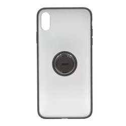   HUSĂ! - Protector de telefon din silicon BASEUS (funcție suport de masă, inel suport telefon, placă metalică încorporată) NEGRU Apple iPhone XS Max 6.5