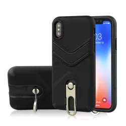   HUSĂ! - Protector de telefon din plastic Defender (rezistenta la impact mediu, cauciucat, suport metalic) NEGRU Apple iPhone XS Max 6.5