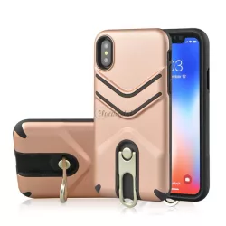   HUSĂ! - Protector de telefon Defender din plastic (rezistenta la impact mediu, cauciucat, suport metalic) ROSE GOLD Apple iPhone XS Max 6.5