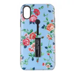   HUSĂ! - Protecție din plastic pentru telefon (silicon în interior, funcție de suport pentru masă, silicon care se poate trage cu degetul, model bujor) ALBASTRU Apple iPhone XS Max 6.5