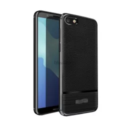   HUSĂ! - Protector de telefon din silicon (rezistenta la impact mediu, efect piele, periat) NEGRU Huawei Y5 2018 (Y5 Prime 2018), Honor 7S