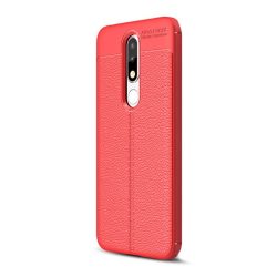  HUSĂ! - Protectie din silicon pentru telefon (rezistenta medie la impact, efect piele, model de cusaturi) RED Nokia 5.1 Plus (Nokia X5)