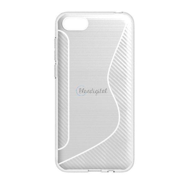 Protectie de telefon din silicon (S-line, model carbon) TRANSPARENT Huawei Y5 2018 (Y5 Prime 2018), Honor 7S