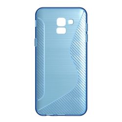   HUSĂ! - Husă silicon pentru telefon (S-line, model de carbon) LIGHT albastruSamsung Galaxy J6 (2018) SM-J600F