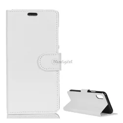   HUSĂ! - Husă în picioare, efect piele (FLIP, deschidere laterală, funcție de suport pentru birou, premium) ALB Apple iPhone XR 6.1