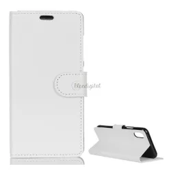   HUSĂ! - Husă în picioare, efect piele (FLIP, deschidere laterală, funcție de suport pentru birou, premium) ALB Apple iPhone XS Max 6.5