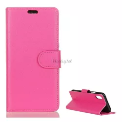   HUSĂ! - Husă în picioare, efect piele (FLIP, deschidere laterală, funcție de suport pentru birou, premium) ROZ Apple iPhone XS Max 6.5