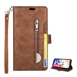   HUSĂ! - Husă în picioare, efect piele (FLIP, deschidere laterală, funcție de suport pentru masă, portofel cu fermoar, curea de mână) MARO Apple iPhone XS Max 6.5