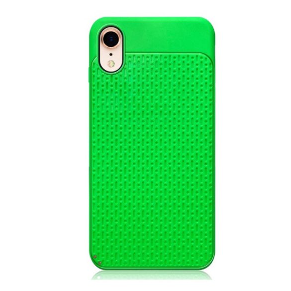 Protectie de telefon din silicon (spate din plastic, model perforat) VERDE DESCHIS Apple iPhone XR 6.1