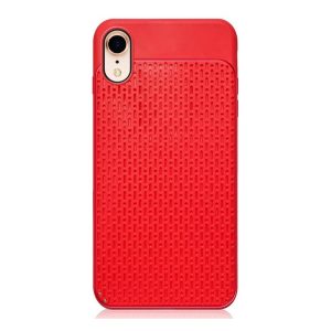 Protectie de telefon din silicon (spate din plastic, model perforat) RED Apple iPhone XR 6.1