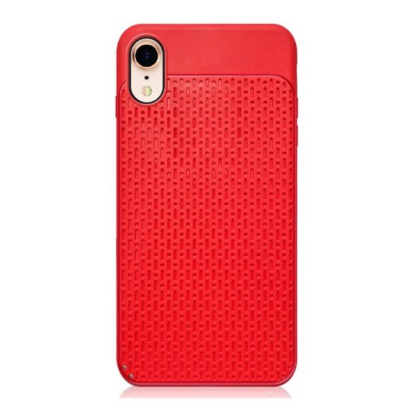 Protectie de telefon din silicon (spate din plastic, model perforat) RED Apple iPhone XR 6.1