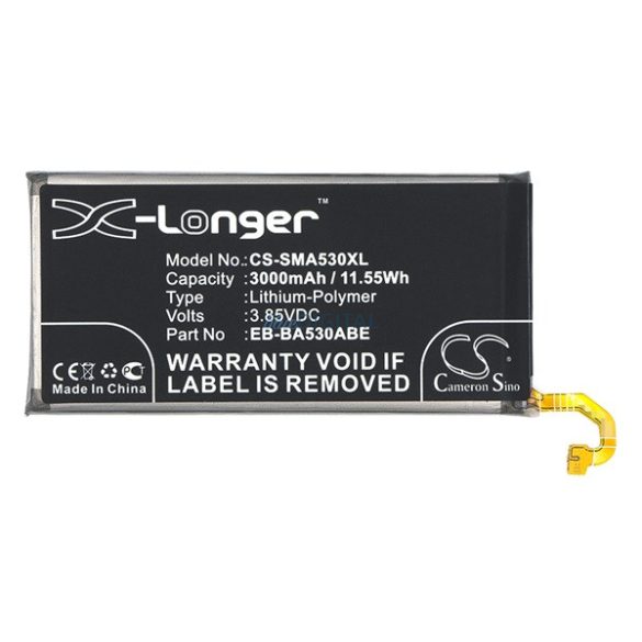 CAMERON SINO Baterie Li-Polimer (3.85V/3000mAh, compatibil Samsung EB-BA530ABE) BLACK Samsung Galaxy A8 (2018) SM-A530F