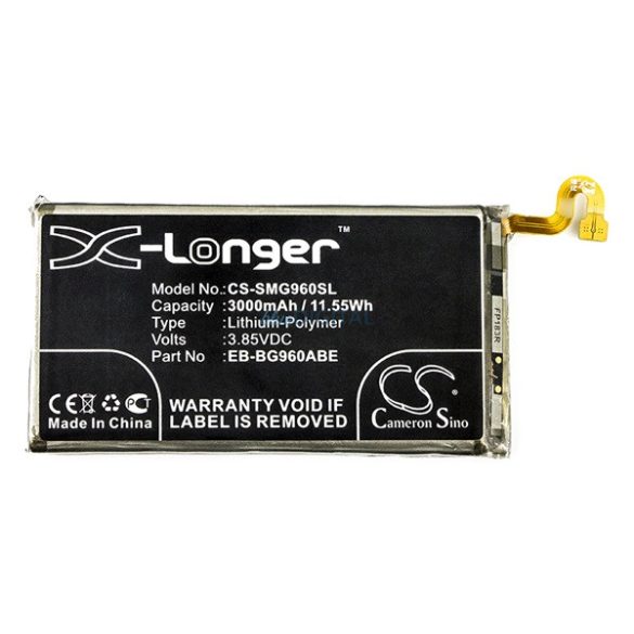 CAMERON SINO Baterie Li-Polymer (3.85V/3000mAh, compatibil Samsung EB-BG960ABE) BLACK Samsung Galaxy S9 (SM-G960)