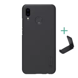   HUSĂ! - NILLKIN SUPER FROSTED plastic protecțiede telefon (cauciucat suprafață aspră + suport desktop) negru Huawei P20 Lite