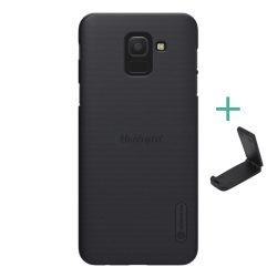   HUSĂ! - Protectie de telefon din plastic NILLKIN SUPER FROSTED (cauciucat, suprafata aspra + suport de birou) NEGRU Samsung Galaxy J6 (2018) SM-J600F