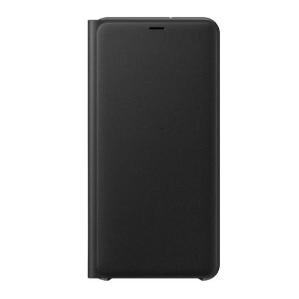 Husă SAMSUNG în picioare (FLIP activ, deschidere laterală, suport card bancar, model textil) NEGRU Samsung Galaxy A7 (2018) SM-A750F