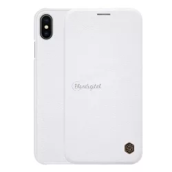   HUSĂ! - Husa NILLKIN QIN in picioare, efect piele (FLIP, deschidere laterala, suport card bancar) ALB Apple iPhone XS Max 6.5