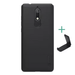   HUSĂ! - Protector de telefon din plastic NILLKIN SUPER FROSTED (cauciucat, suprafata aspra + suport de masa) NEGRU Nokia 5.1