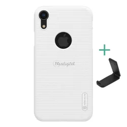   HUSĂ! - Protector de telefon din plastic NILLKIN SUPER FROSTED (cauciucat, suprafata aspra, decupaj logo + suport de masa) ALB Apple iPhone XR 6.1