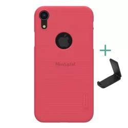   HUSĂ! - Protectie de telefon din plastic NILLKIN SUPER FROSTED (cauciucat, suprafata aspra, decupaj logo + suport de masa) RED Apple iPhone XR 6.1