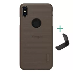   HUSĂ! - Protectie de telefon din plastic NILLKIN SUPER FROSTED (cauciucat, suprafata aspra, decupaj logo + suport de masa) GOLD BROWN Apple iPhone XS Max 6.5
