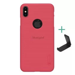   HUSĂ! - Protector de telefon din plastic NILLKIN SUPER FROSTED (cauciucat, suprafata aspra, decupaj logo + suport pentru masa) RED Apple iPhone XS Max 6.5
