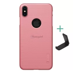   HUSĂ! - Protector de telefon din plastic NILLKIN SUPER FROSTED (cauciucat, suprafata rugoasa, decupaj logo + suport de masa) ROSE GOLD Apple iPhone XS Max 6.5
