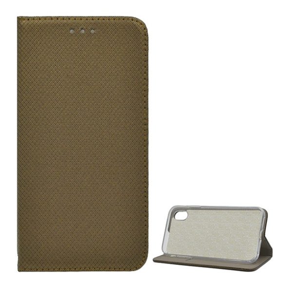 Carcasa in picioare, efect piele (FLIP, deschidere laterala, functie suport de masa, model romb) MARO AURII Apple iPhone X 5.8, Apple iPhone XS 5.8