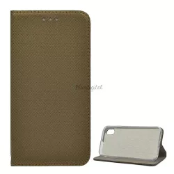   HUSĂ! - Carcasa in picioare, efect piele (FLIP, deschidere laterala, functie suport pentru masa, model romb) MARO AURII Apple iPhone XS Max 6.5