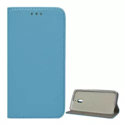   HUSĂ! - Carcasa in picioare, efect piele (FLIP, deschidere laterala, functie suport de masa, model romb) ALBASTRU DESCHIS Nokia 2.1