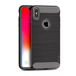   HUSĂ! - IPAKY Silicon Phone Husă (rezistent la impact mediu, periat, model de carbon, decupaj logo) negru Apple iPhone XS Max 6.5