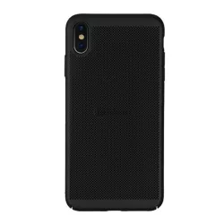   HUSĂ! - Protector de telefon din plastic (cauciucat, model perforat) NEGRU Apple iPhone XS Max 6.5