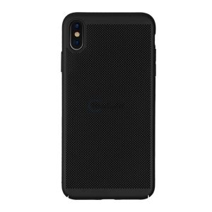 Protector de telefon din plastic (cauciucat, model perforat) NEGRU Apple iPhone XS Max 6.5