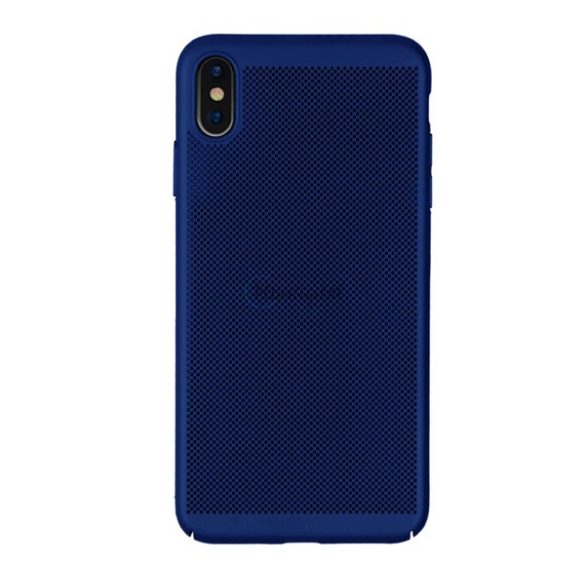 Protecție din plastic pentru telefon (cauciucat, model perforat) ALBASTRU ÎNCHIS Apple iPhone XS Max 6.5