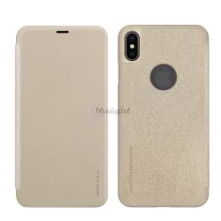   HUSĂ! - Protectie de telefon din plastic NILLKIN SPARKLE (Flip cu efect de piele, deschidere laterala, decupaj logo) GOLD Apple iPhone XS Max 6.5