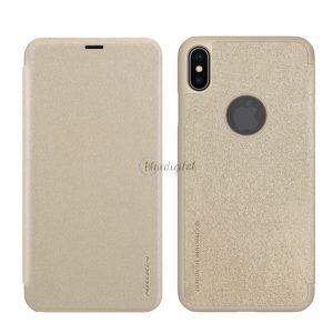 Protectie de telefon din plastic NILLKIN SPARKLE (Flip cu efect de piele, deschidere laterala, decupaj logo) GOLD Apple iPhone XS Max 6.5