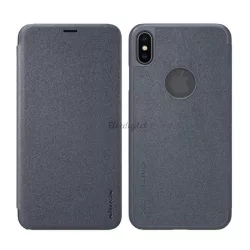   HUSĂ! - Protectie de telefon din plastic NILLKIN SPARKLE (Flip cu efect de piele, deschidere laterala, decupaj logo) NEGRU Apple iPhone XS Max 6.5